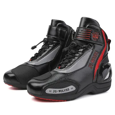 Motorcycle Riding Boots Road Track Racing Sports Protective Shoes Mid-top Black • $34.99