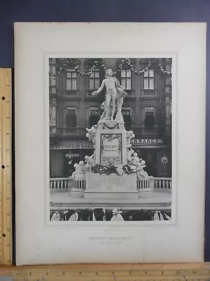 Rare Antique Original VTG Mozart Monument V Tilgner Vienna Engraving Art Print • $99.95