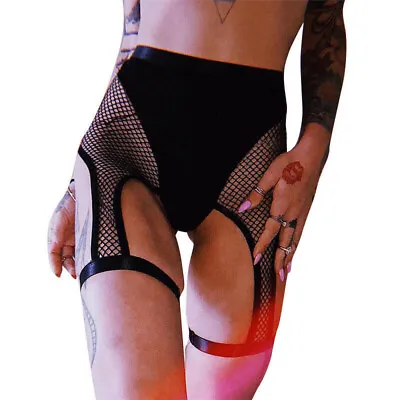 $14.99 • Buy Women Sexy Mesh Patchwork Shorts Hollow Suspender Garter Belt Holder Dance Pants