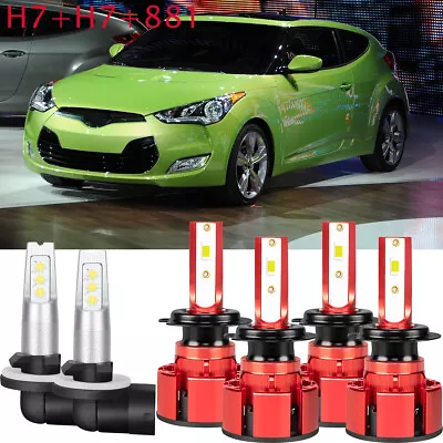 For 2012-2017 Hyundai Veloster White LED Headlight High Low Fog Light Bulbs Kit • $44.98