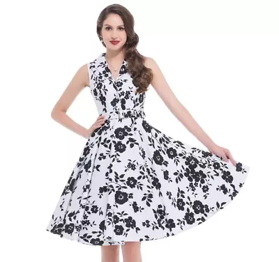 Vintage 50's Rockabilly Monroe Hepburn Style Full Circle Dress Size S / 8 - 10 • $59.96