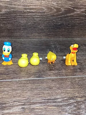 Vintage Tomy Walt Disney  Donald Duck Pluto Dog Wind Up Toys 1970s. Yellow Shoes • $4.99