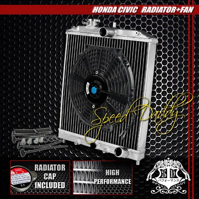 Full Aluminum 2-row Radiator+10  Black Cooling Fan For Civic/del Sol/integra • $63.88