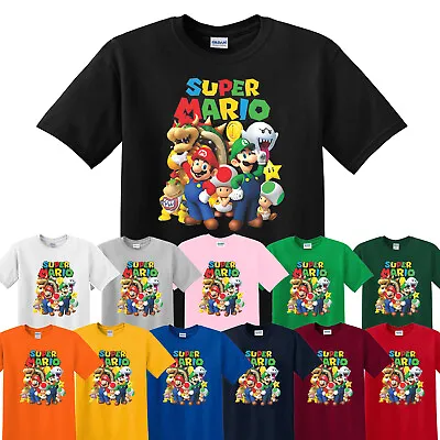 SUPER MARIO T-Shirt Kids Boys Girls Unisex T Shirt Short Sleeve Tee Shirt Top UK • £24.99