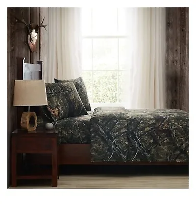 Camouflage Mossy Oak 4 Piece Full Size Sheet Set Fitted Flat Sheets Pillow Case • $54.98