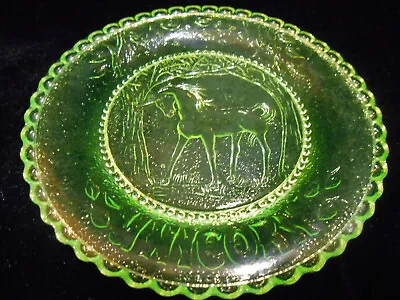 Green Vaseline Glass Unicorn Plate Tea Cup Horse Uranium Pony Saucer Tray Magic  • $19.99