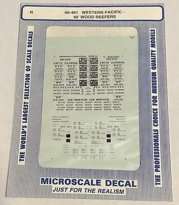 Microscale N Scale Decal-western Pacific/wp 40’ Wood Refrigerator Cars #60-491 • $6