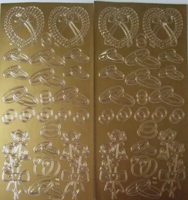 2 Sheets Of Wedding Embellishments  Peel-offs Gold Wedding Rings Plus Elements  • £2.65