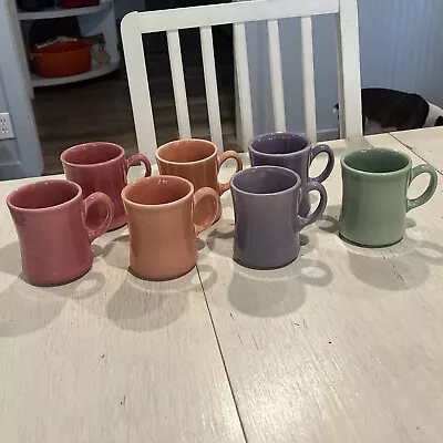 Metlox COLORSTAX~7 Mugs: Coral Pink Rose Lilac Light Green • $24.98