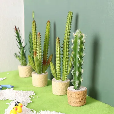 1:6 Dollhouse Miniature Cactus Potted Green Succulent Plant Garden Living Room • $10.99