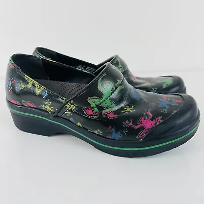 Dansko Vegan Volley Clogs Mules Black With Frogs WOMENS SIZE 39 US Size 8.5/9 • $19.99