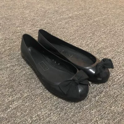 J. Crew Black Rubber Rainy Day Jelly Ballet Flats Size 6 US • $19