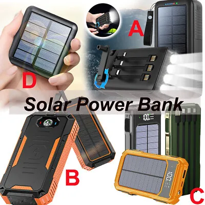 Portable Hand Crank Solar Power Bank / Wireless Fast Charger External Battery • $17.99