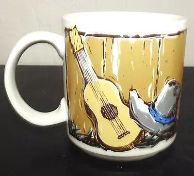 Vintage Ceramic Cowboy Coffee Mug Michel & Co. Korea Guitar Father’s Day Gift • $9.99