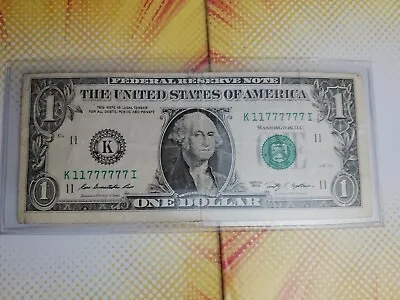 $1 Dollar BILL 6 OF A KIND 7s AND 1s BINARY 2009 Circulated US Currency • $39.95