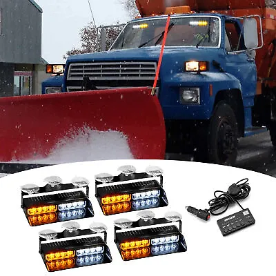 For Snow Plow Tractor Truck 8 LED 26 Pattern Windshield Strobe Light +Controller • $74.99