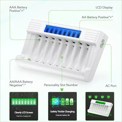 Rechargeable Batteries For Ni-MH AA AAA Battery Charger LCD Fast Charger -8 Slot • $10.69