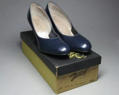 Vitality Shoes Magic Isle Flight Blue Calf 6 1/2AA W/ Box Vintage 1950s (0350) • $12.50