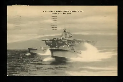 Military Postcard USS Air Craft Carrier Ship PT Boat Vintage 1950 • $4.49
