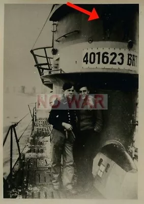 WWII GERMAN PHOTO U-BOOT U-BOAT U-48 With EMBLEM & GRAFFITI ON TOWER & CREW • $49.99