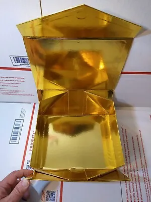 Shiny GOLD Gift Boxes With Magnetic Lid Closure & Ribbon Rectangular 9.5x7x4'' • $4.10
