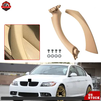 $14.13 • Buy For BMW E90 328i Inner+Outer Door Panel Handle Pull Trim Cover Beige Right Side