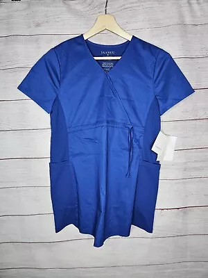 Jaanuu Womens Size Small Scrub Top  Mock Wrap Maternity Short Sleeve Medical • $29.99