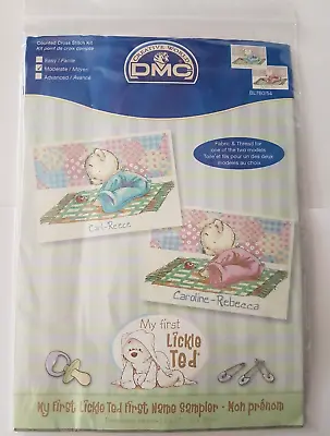 DMC Cross Stitch Kit - My Lickle Ted First Name Sampler 8  X 12   16 Ct Aida • £10.99