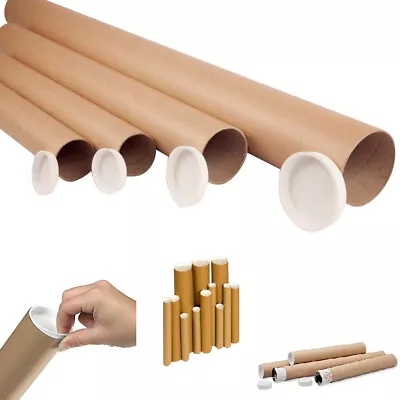 QUALITY CARDBOARD POSTAL POSTER TUBES A0 A1 A2 A3 A4 IN 44.5mm WITH END CAPS • £232