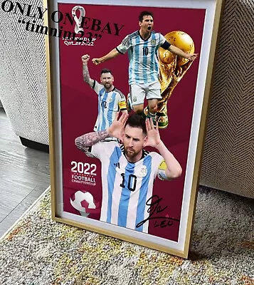 $14.99 • Buy Qatar 2022 World Cup Argentina Lionel Messi Soccer Signature Poster