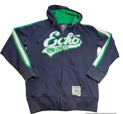 Vintage Y2K ECKO Unltd Full Zip Up Hoodie Sweatshirt Jacket Sz M Blue Green • $47.75