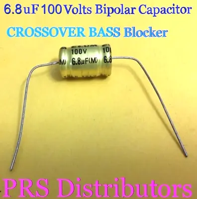 BIPOLAR CAPACITOR 6.8 UF 100 Volt BASS BLOCKER SPEAKER TWEETER CROSSOVER 1 Piece • $8