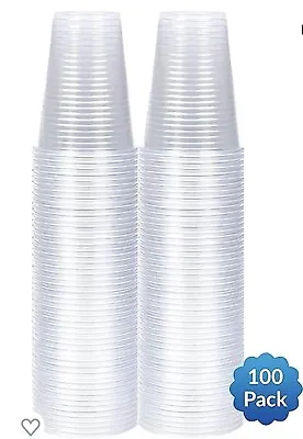 Disposable Plastic  Cups Drinking Water 7oz 180ml Wedding Party Pack Of 100 • £5.50