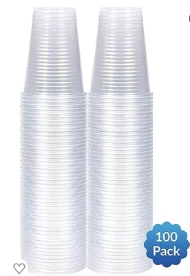 Disposable Plastic  Cups Drinking Water 7oz 180ml Wedding Party Pack Of 100 • £5.50