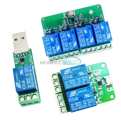 HID Drive Free USB/Micro USB 1/2/4CH 5V Relay Module 10A 250V AC / 10A 30V DC • $6.94