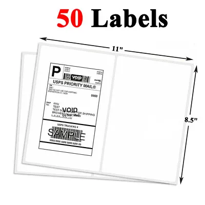 50 Shipping Labels 8.5x 5.5 Half Sheets Rounded Corner Self Adhesive 2 Per Sheet • $7.45