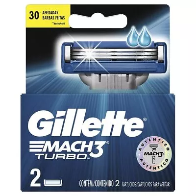Gillette Mach3 Turbo Manual Shaving Razor Blades 2s Pack Cartridge Barbas Feitas • $23.74