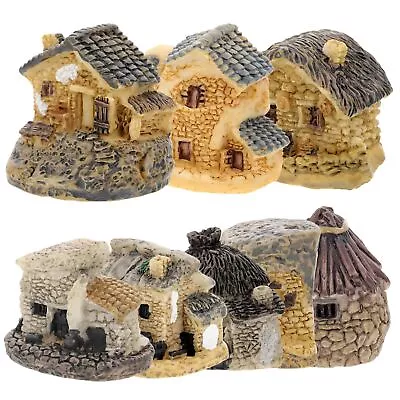 8pcs Miniature Resin House Resin Village House Christmas Stone House Figurine... • $25.68