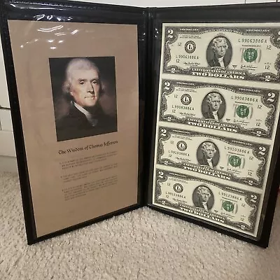 World Reserve Monetary Exchange Uncut Sheet Of $2 Dollar Jefferson Bills 2003 -L • $40