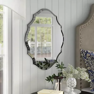 S-L Modern Floral Edge Wall Mirror Decorative Oval Bathroom Vanity Accent Mirror • $82.93