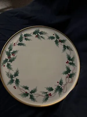 Mikasa Ribbon And Holly Cake Plate - 11 3/4 In. Bone China- Perfect For Holidays • $14