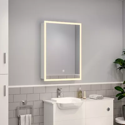 Anti-Fog Dimmable Wall Mirror Cabinet With Storage Shelf LED Light Shaver Socket • £152.95