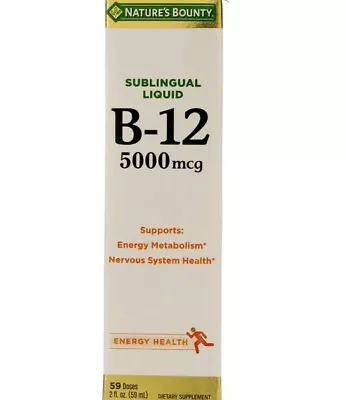 Nature's Bounty B12 5000mcg Sublingual Liquid Energy Metabolism Support 2 Oz • $8.23