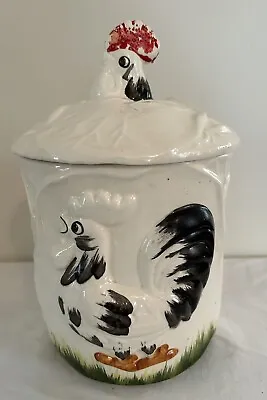 Old Vintage Rooster Cookie Jar- 10.5” T 6” Diameter No Chips Or Cracks • $29.99