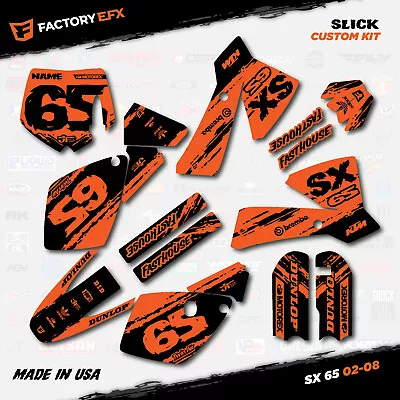 Black Orange Slick Racing Graphics Kit Fits 02-08 KTM 65sx 65 Sx Decal Sticker • $77.07