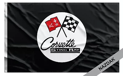 Corvette Flag  (3x5 Ft) Sports Car Vintage Sting Ray C1 Black • $14.99