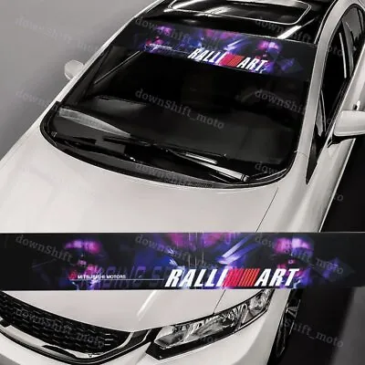 For Mitsubishi MOTOR RALLIART Front Window Windshield Vinyl Banner Decal Sticker • $12.99