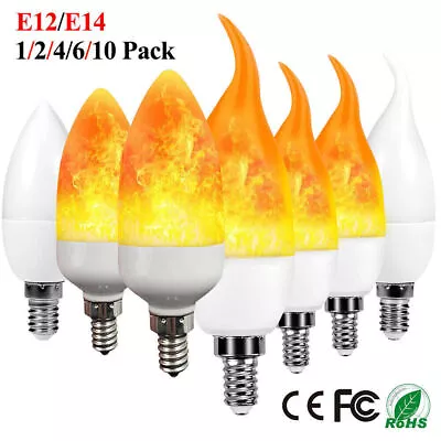 E12 E14 LED Flicker Flame Lamp Light Burning Fire Effect Candle Bulb Lighting US • $10.89