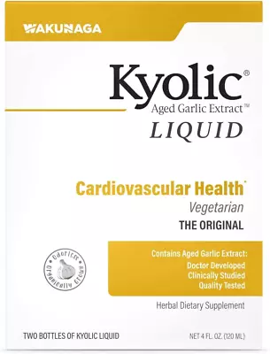 Kyolic Aged Garlic Extract Cardiovascular Liquid 2 Bottles 2 Fl Oz (60 Ml)  • $60.95