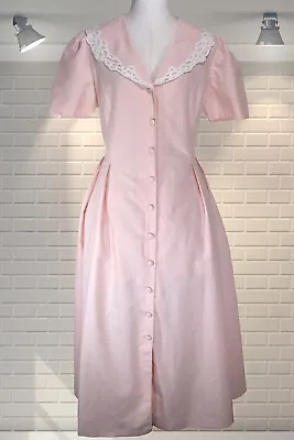£124.99 • Buy Demure Edwardian Colonial Style Vintage LAURA ASHLEY Sailor Collar Linen Dress